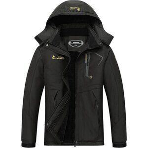 Women's Black Waterproof Ski Jacket Warm Winter Snow Hooded Coat Shell